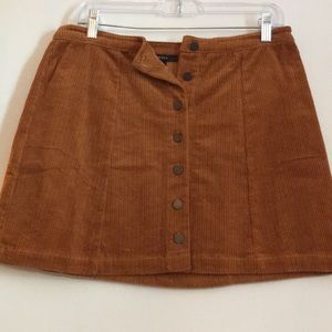 Corduroy tan button up skirt